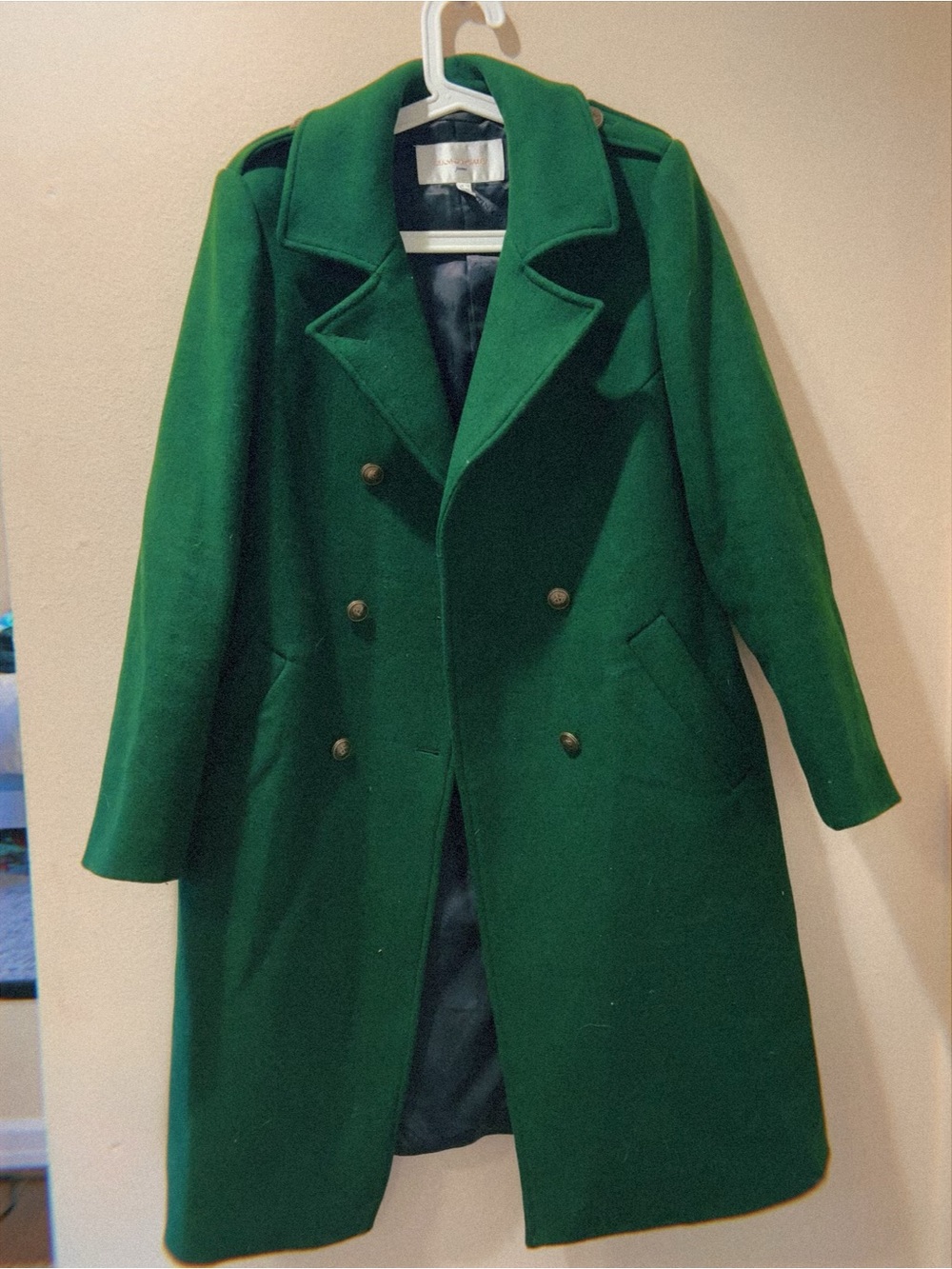 Gianni Feraud Green Double-Breasted Woolen Coat